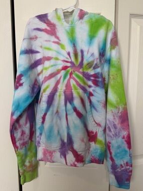 Tie-Dye Pullover Hoodie in Bright Multicolor Size YS